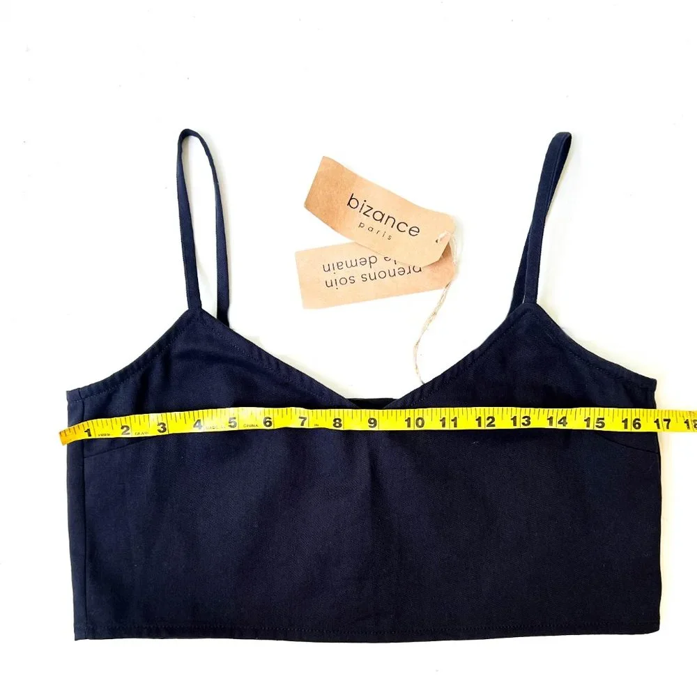 NWT bizance paris organic cotton crop top w/back button detail M - Picture 5 of 8